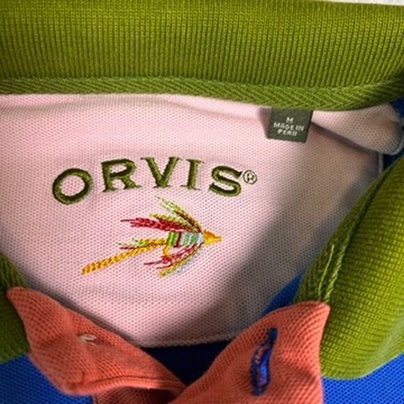 Orvis Polo Mens Medium Blue Colorblock Colorful Fisherman Elevated Basic Durable - Picture 3 of 6